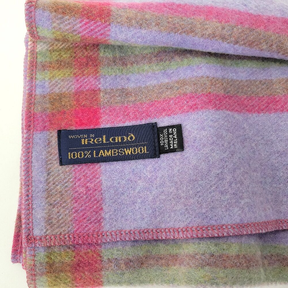 Irish Lambswool Purple Plaid Scarf - Picture 4 of 4